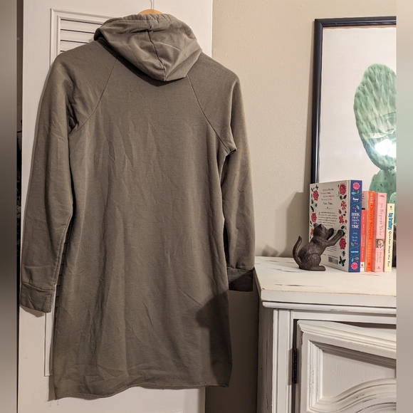 Almost Famous Long Army Green Drawstring Hoodie - Picture 6 of 7
